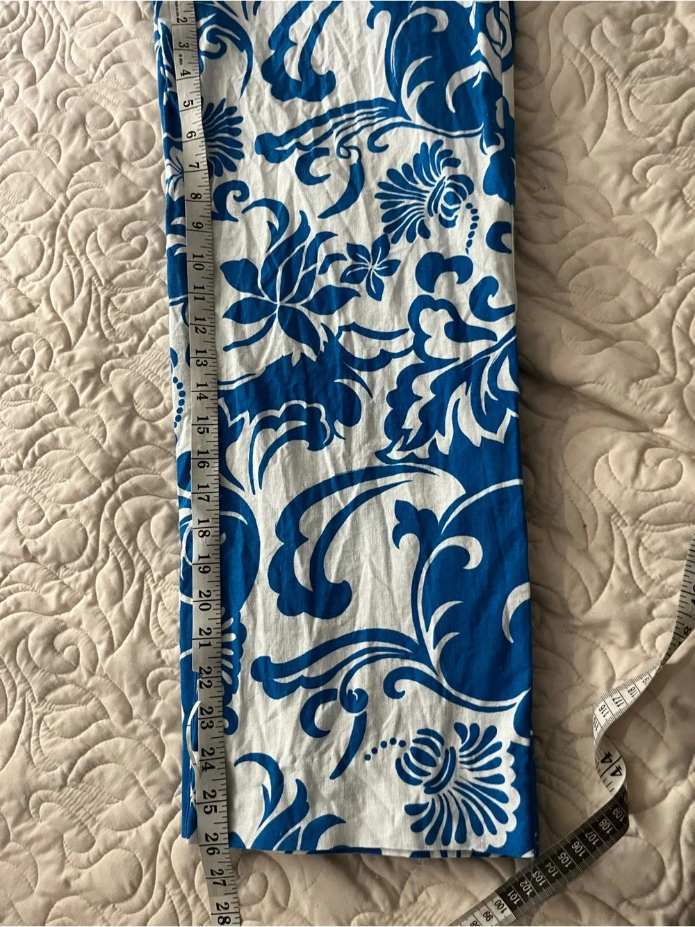 Zara Linen Blend Blue Floral Wide-Leg Women's Pants Size Small
